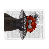 Magnet Flexible Chat noir avec Casquette fabuleux (Horizontal)