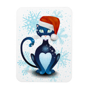 Magnet Flexible Chat noir avec Casquette Père Noël