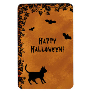Magnet Flexible Chat noir avec chauve-souris, Happy Halloween