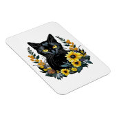 Magnet Flexible chat noir avec des fleurs (Côté Droit)