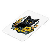 Magnet Flexible chat noir avec des fleurs (Côté Gauche)