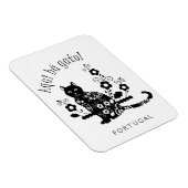 Magnet Flexible Chat noir avec fleurs et expression portugaise (Côté Droit)
