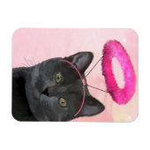 Magnet Flexible Chat Noir Avec Halo Angel Rose (Horizontal)