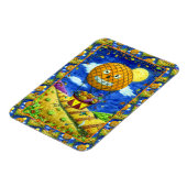 MAGNET FLEXIBLE CHAT NOIR DANS L'AIR CHAUD BALLON HUMOUR ART FOLK (Côté Gauche)