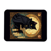 Magnet Flexible Chat noir d'Halloween lisant un livre (Horizontal)