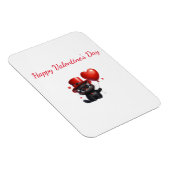 Magnet Flexible Chat Noir Drôle Avec Ballons Saint-Valentin (Côté Droit)