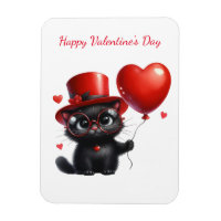 Chat noir drôle avec ballons Saint-Valentin