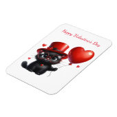 Magnet Flexible Chat noir drôle avec ballons Saint-Valentin (Côté Gauche)