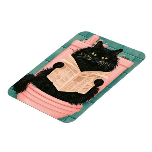 Magnet Flexible Chat noir drôle de salle de bain (Côté Gauche)