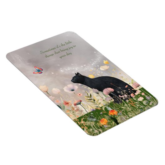 Magnet Flexible Chat noir en fleurs (Côté Droit)