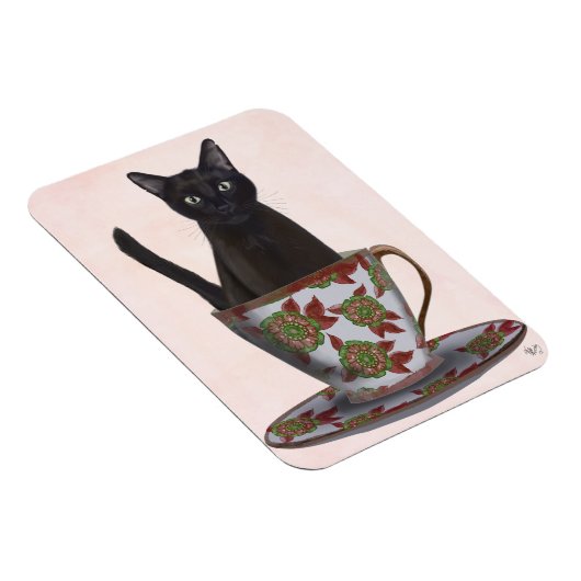 Magnet Flexible Chat noir en Teacup (Côté Droit)