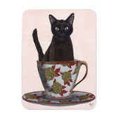 Magnet Flexible Chat noir en Teacup (Vertical)