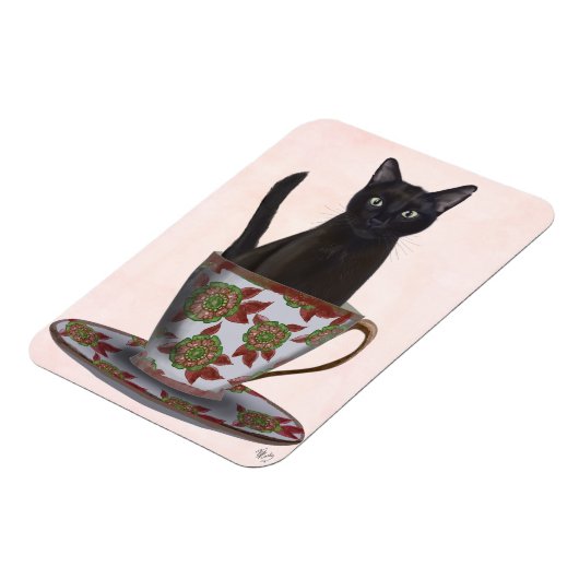 Magnet Flexible Chat noir en Teacup (Côté Gauche)