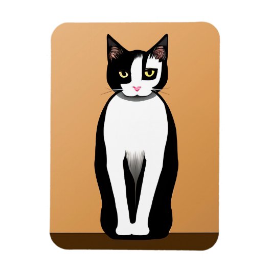 Magnet Flexible Chat noir et blanc moderne du milieu du siècle (Vertical)