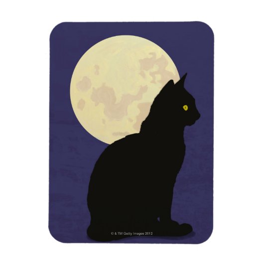 Magnet Flexible Chat noir et lune (Vertical)