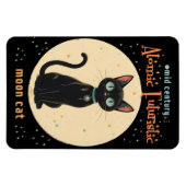 Magnet Flexible Chat noir futuriste atomique avec lune et texte (Horizontal)