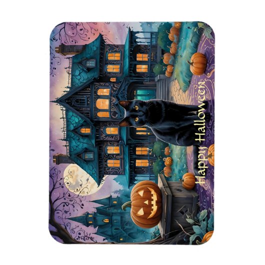 Magnet Flexible Chat noir, Jack O Lanterns, Halloween Maison Éffra (Vertical)