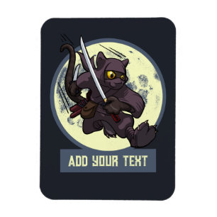Magnet Flexible Chat noir ninja sautant Artwork Animalier Alternat