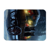Magnet Flexible Chat noir Snowy Sleigh Ride Décor de Noël (Horizontal)