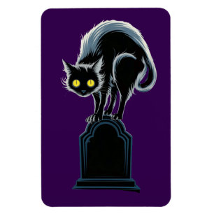 Magnet Flexible Chat noir sur l'aimant pourpre de pierre tombale