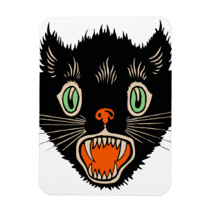 Magnet Flexible Chat noir vintage d'Halloween effrayé