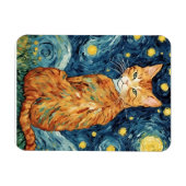 Magnet Flexible Chat roux tabby dans la Nuit étoilée (Horizontal)