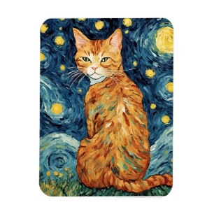 Magnet Flexible Chat roux tabby dans la Nuit étoilée