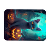Magnet Flexible Chat Russe Bleu Halloween Avec Citrouilles Effraya (Horizontal)