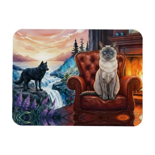 Magnet Flexible Chat siamois par Cheminée, murale de loup (Horizontal)