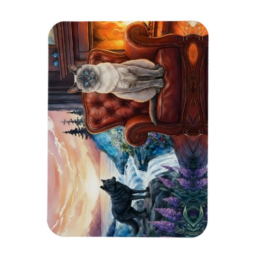 Magnet Flexible Chat siamois par Cheminée, murale de loup (Vertical)