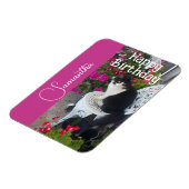 Magnet Flexible Chat Smoking Filles Fleurs Nom Anniversaire (Côté Gauche)