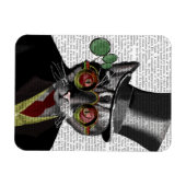 Magnet Flexible Chat Steampunk - Chapeau supérieur et verres jaune (Horizontal)