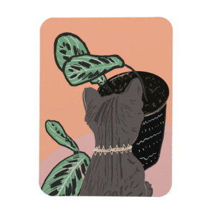 Magnet Flexible Chat Tigre Gris Plantes Merci 