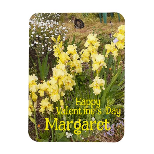 Magnet Flexible Chat tigré mignon iris jaune Saint-Valentin Nom de (Vertical)