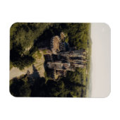 Magnet Flexible Château de pierre gris grand en Bois vert surélevé (Horizontal)