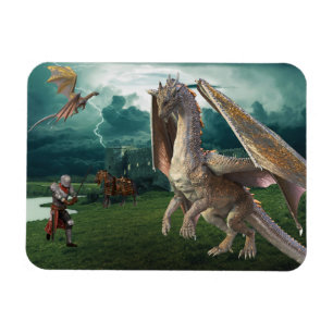 Magnet Flexible Château médiéval Dragon et Chevalier