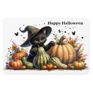 Magnet Flexible Chaton de sorcière noire Halloween W/ Gourds Citro