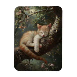 Magnet Flexible Chaton dormant dans un arbre Vintage flexible
