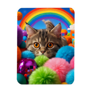 Magnet Flexible Chaton mignon jouant avec arc-en-ciel Kit de jeu