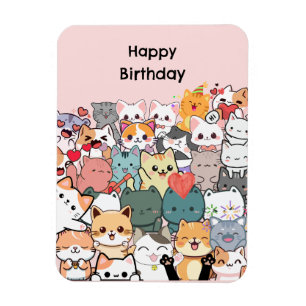 Magnet Flexible Chats amusants Bonne carte d'anniversaire personna