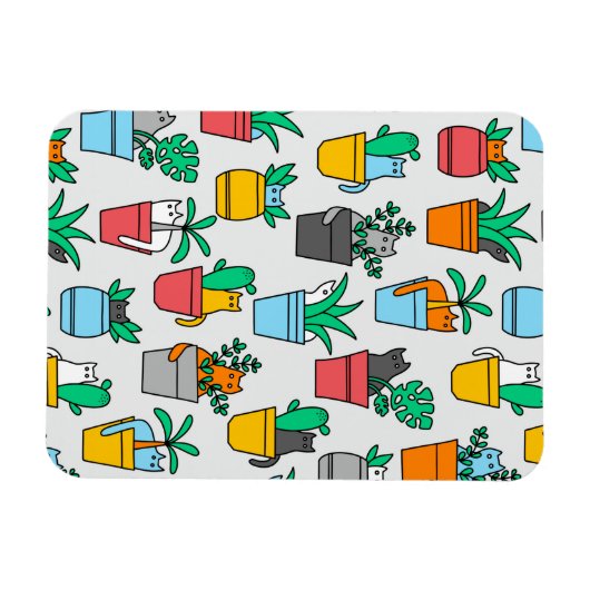 Magnet Flexible Chats dans les pots à fleurs (Horizontal)