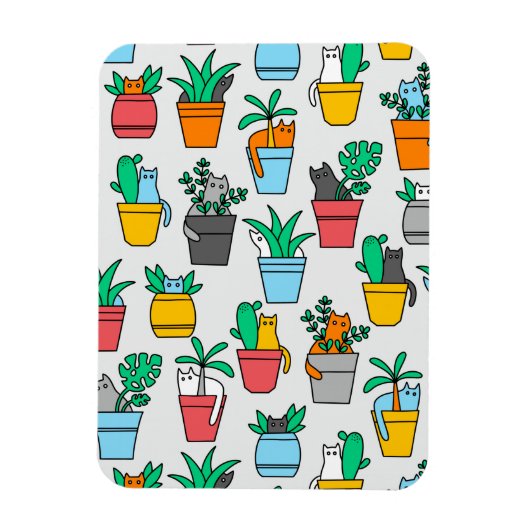 Magnet Flexible Chats dans les pots à fleurs (Vertical)