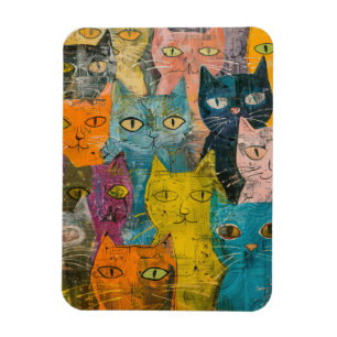 Magnet Flexible Chats d'aquarelle de Boho - Art de Feline de Terre