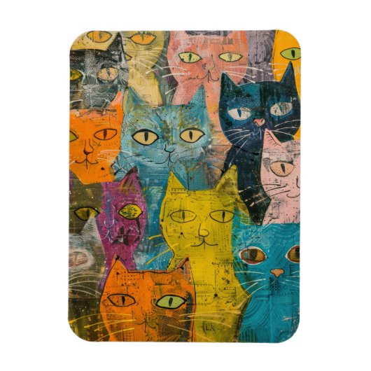 Magnet Flexible Chats d'aquarelle de Boho - Art de Feline de Terre (Vertical)