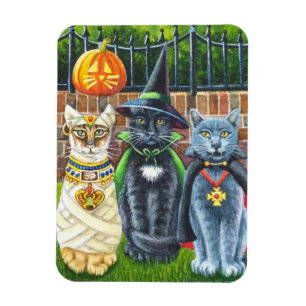 Magnet Flexible Chats d'Halloween en costume Aquarelle Art