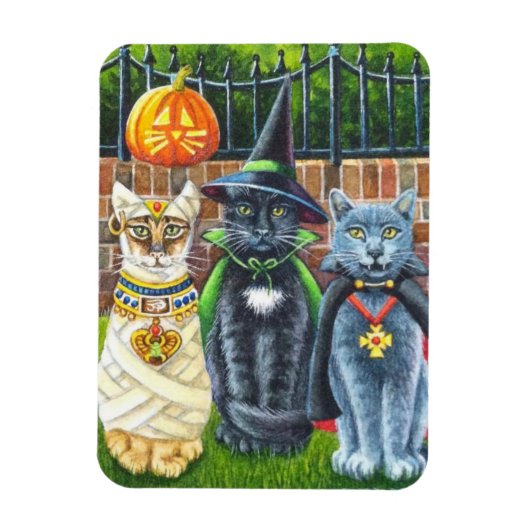 Magnet Flexible Chats d'Halloween en costume Aquarelle Art (Vertical)
