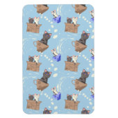 Magnet Flexible Chats en boîte et gouttes de lait sur bleu (Vertical)
