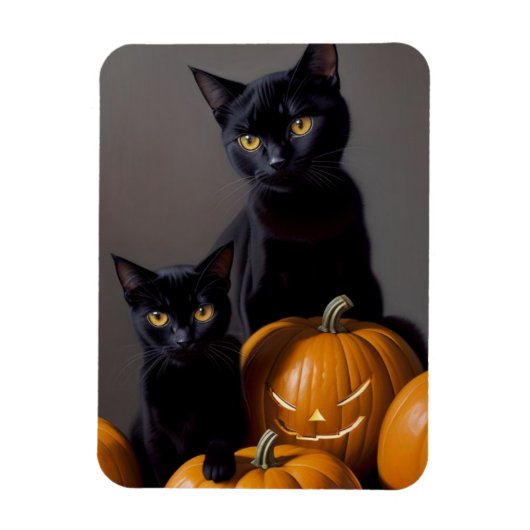 Magnet Flexible Chats noirs et Citrouilles (Vertical)