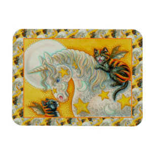 Magnet Flexible CHATS NOIRS FLAMINANTS AVEC HALLOWEEN UNICORN Colo