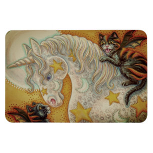 Magnet Flexible CHATS NOIRS FLAMINANTS ET HALLOWEEN UNICORN Vide